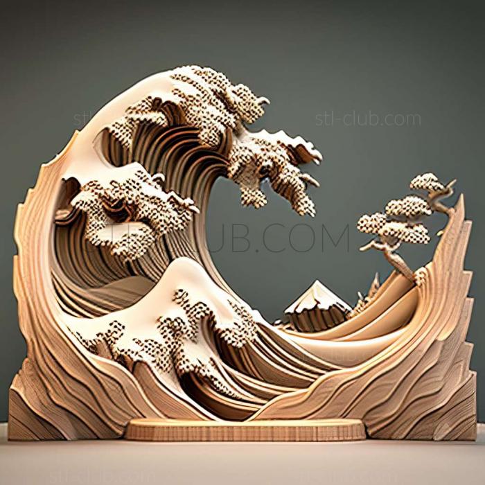 3D model great wave (STL)